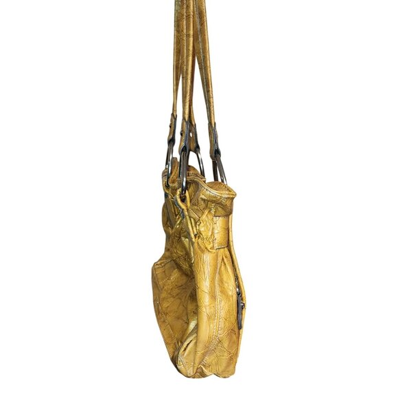 VTG Kathy Van Zeeland Yellow Faux Leather Shoulder Bag W/ Silver Tone Hardware - Picture 2 of 11